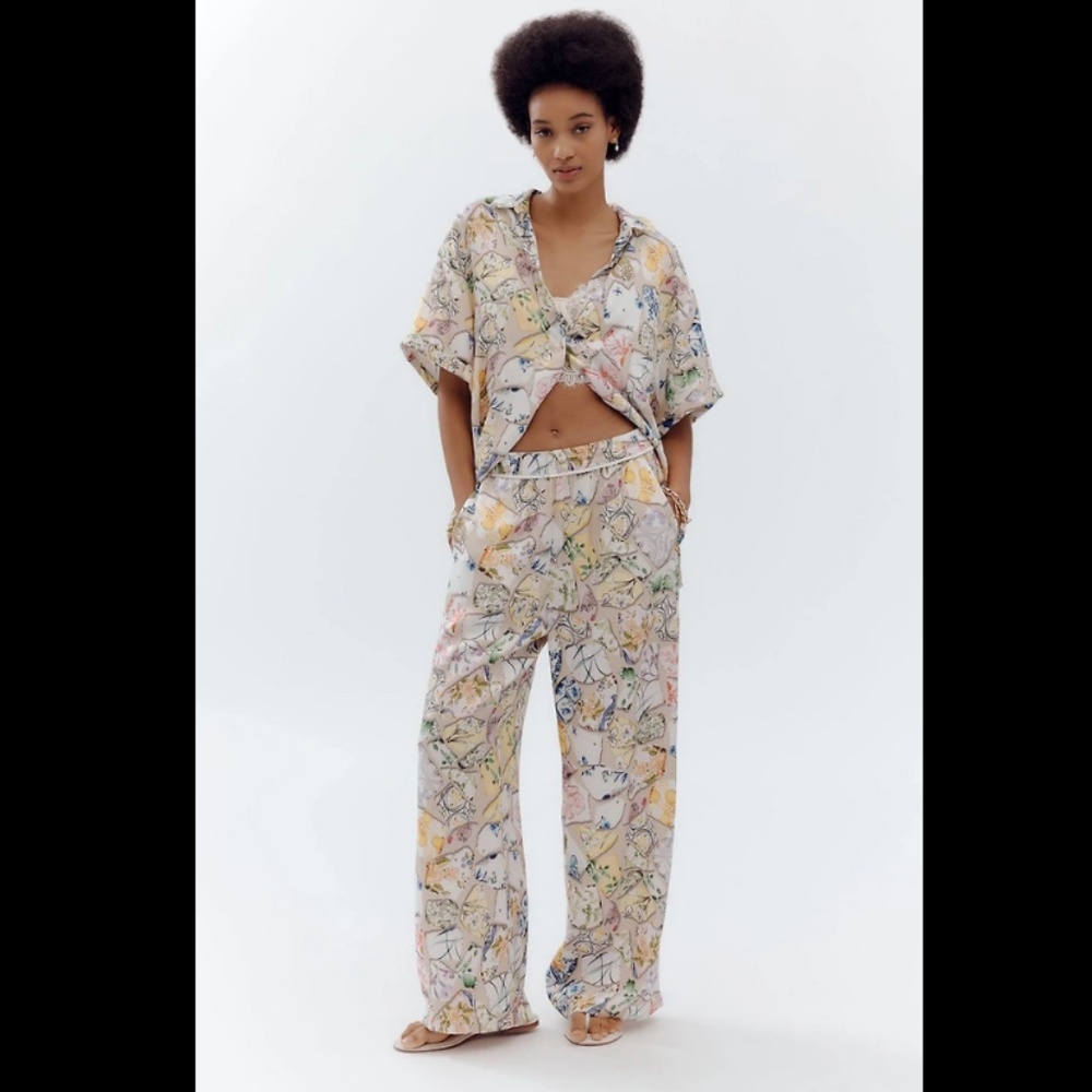 Anthropologie Maeve The Brooklin Printed Wide-Leg Pull-On Pants